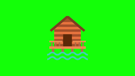 Beach-House-icon-loop-animation-with-alpha-channel,-transparent-background,-ProRes-444
